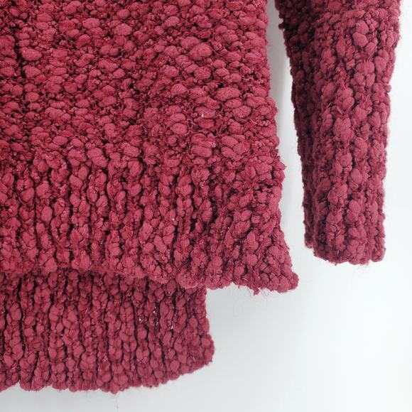 Vintage Liz Claiborne Petites Maroon Chunky Textured Knit Cowl Tunic Sweater| PS - Picture 4 of 9
